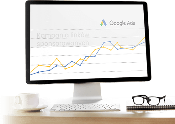 Google Ads na monitorze komputera AdWords-Kampagne mit gesponserten Links - Google Ads